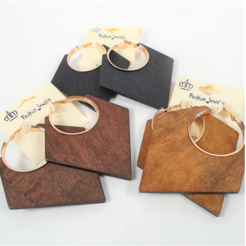 Oversized Triangle Wood Earrings