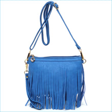 Load image into Gallery viewer, Denim Blue Fringe Crossbody/Wristlet/Clutch