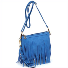 Load image into Gallery viewer, Denim Blue Fringe Crossbody/Wristlet/Clutch