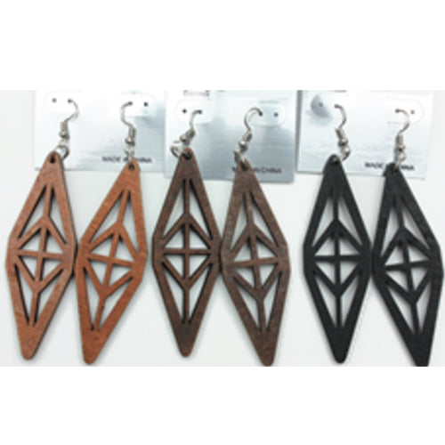 Diamond Shape Wood Earrings