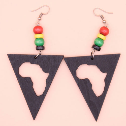 Triangle Africa Wood Earrings