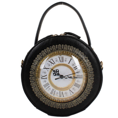 Black Vintage Clock Handbag