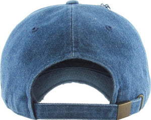 Denim Distressed Baseball Cap