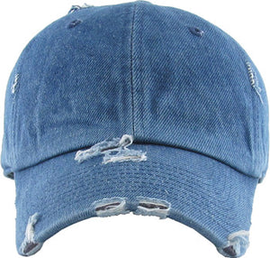 Denim Distressed Baseball Cap