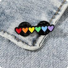 Load image into Gallery viewer, Rainbow Hearts Enamel Pin