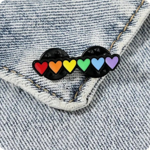 Rainbow Hearts Enamel Pin