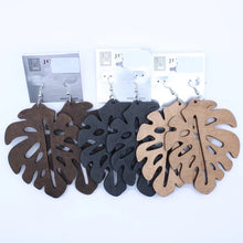 Load image into Gallery viewer, Tropical Leaf Wood Earrings