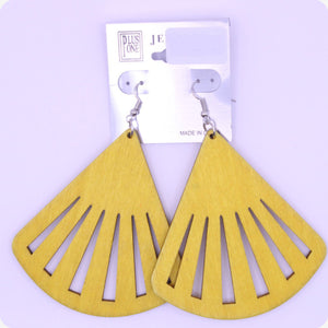 Fan Shaped Wood Earrings