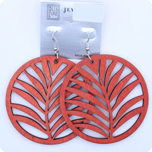 Leaf Cutout Wood Earrings