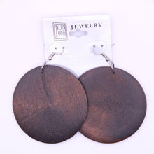 Load image into Gallery viewer, Large Round Wood Earrings