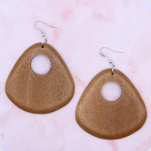 Rounded Triangular Wood Earrings