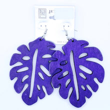 Load image into Gallery viewer, Tropical Leaf Wood Earrings