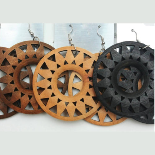 Sunburst Wood Earrings