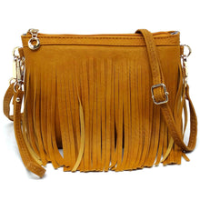 Load image into Gallery viewer, Mustard Fringe Crossbody/Wristlet/Clutch