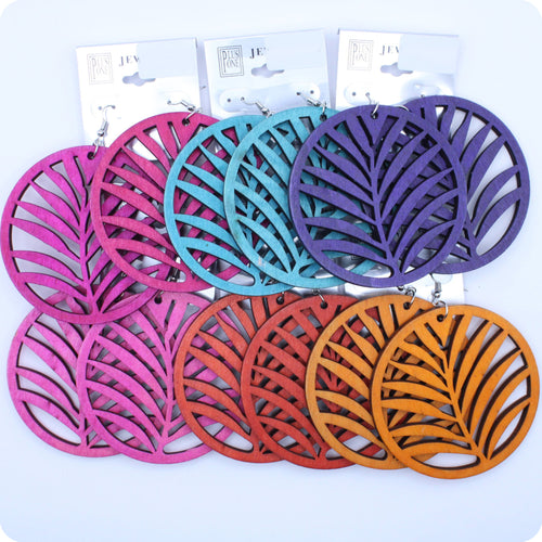 Leaf Cutout Wood Earrings