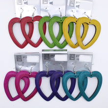 Load image into Gallery viewer, Open Heart Wood Earrings