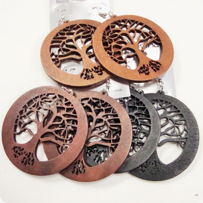 Tree of Life Wood Earrings