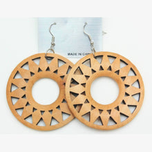 Load image into Gallery viewer, Sunburst Wood Earrings