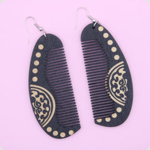 Load image into Gallery viewer, Artistic Side Comb Wood Earrings