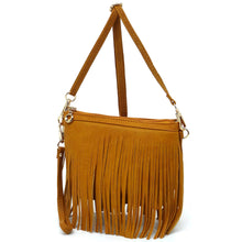 Load image into Gallery viewer, Mustard Fringe Crossbody/Wristlet/Clutch