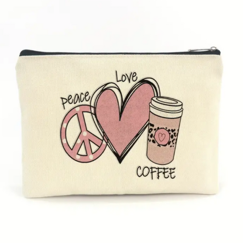 Peace Love Coffee Cosmetic Pouch