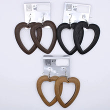 Load image into Gallery viewer, Open Heart Wood Earrings