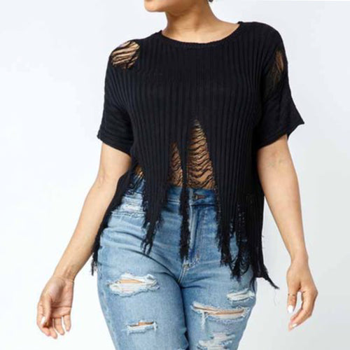 Distressed Sweater (Black)