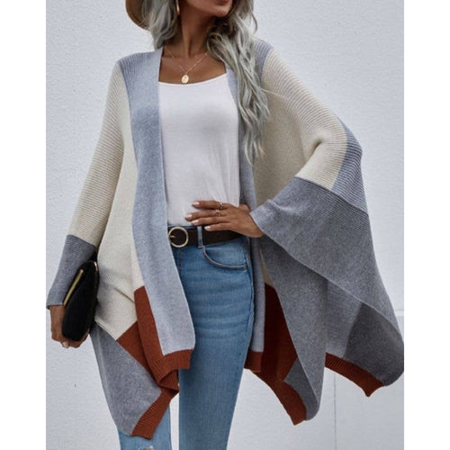 Color Block Cardigan/Poncho (Ivory)