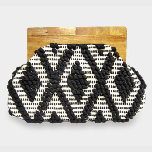 Black Boho Wood Clutch