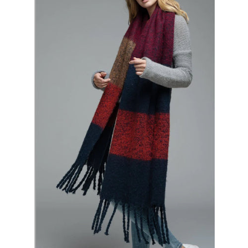 Blue Multi X Long Chunky Scarf