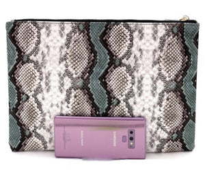 Oversized Red Snake Print Clutch