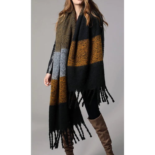Black Multi X Long Chunky Scarf