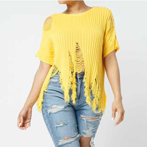 Distressed Sweater (Yellow)