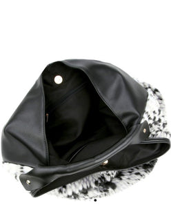 Snakeskin Print Vegan Fur Handbag