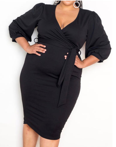 Puff Sleeve Midi Dress